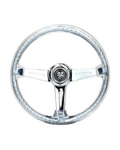NRG® - 350mm 2" Deep Dish Matsuri Clear Acrylic Reinforced Steering Wheel W/ 3 Chrome Slit Spokes (RST-027CH-CL)