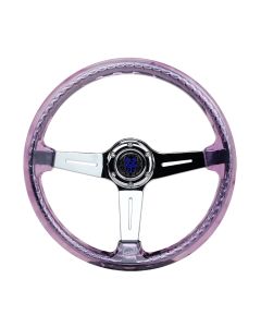 NRG® - 350mm 2" Deep Dish Matsuri Purple Clear Acrylic Reinforced Steering Wheel W/ 3 Chrome Slit Spokes (RST-027CH-PP)