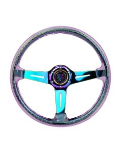 NRG® - 350mm 2" Deep Dish Matsuri Purple Clear Acrylic Reinforced Steering Wheel W/ 3 Neochrome Slit Spokes (RST-027MC-PP)