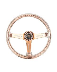 NRG® - 350mm 2" Deep Dish Matsuri Clear Acrylic Reinforced Steering Wheel W/ 3 Rose Gold Slit Spokes (RST-027GD-CL)