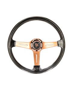 NRG® - 350mm 2" Deep Dish Matsuri Smoke Clear Acrylic Reinforced Steering Wheel W/ 3 Rose Gold Slit Spokes (RST-027GD-SM)