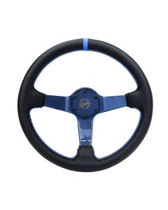 NRG® - 350mm Blue Carbon Fiber Steering Wheel W/ Leather Blue Stripe & Stitching (RST-036CF-BL)