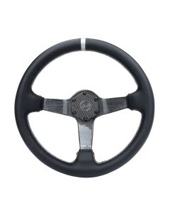 NRG® - 350mm Silver Carbon Fiber Steering Wheel W/ Leather Silver Stripe & Stitching (RST-036CF-SL)