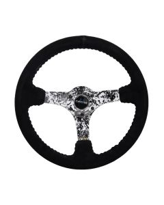 NRG® - 350mm 3" Deep Dish Black Suede Reinforced Sport Steering Wheel W/ 3 Hydro Dipped Digital Camo 5mm Spokes (RST-036DC-S)