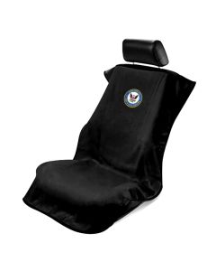 Seat Armour Black Towel Seat Cover with US Navy Logo - Front-Right View