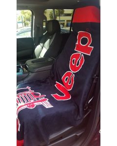 Seat Armour Black And Red Towel 2 GO Seat Cover with Jeep Wrangler Logo T2G100BLK, In situation Image