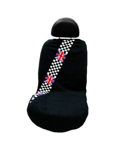 Seat Armour ® - Black Towel Seat Cover with British Checkered Flag (SA100MINCHCK)