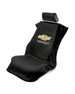 Seat Armour Black Towel Seat Cover with Chevrolet Logo, Front-Right View
