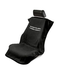 Seat Armour Black Towel Seat Cover with Chrysler Logo, Front-Right View