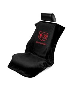 Seat Armour Black Towel Seat Cover with Dodge Logo - Front-Right View