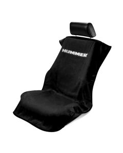 Seat Armour Black Towel Seat Cover with Hummer Logo - Front-Right View