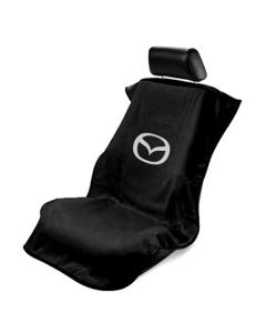 Seat Armour Black Towel Seat Cover with Mazda Logo - Front-Right View