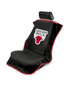 Seat Armour Black Towel Seat Cover with NBA Chicago Bulls Logo, Front-Right View