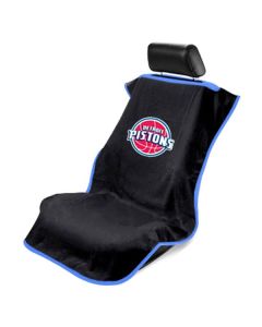 Seat Armour Black Towel Seat Cover with NBA Detroit Pistons Logo - Front-Right View