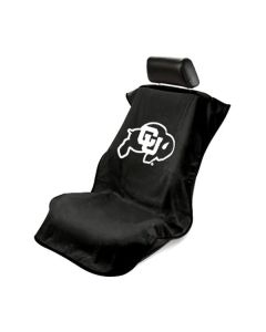 Seat Armour Black Towel Seat Cover with Colorado University Logo, Front-Right View