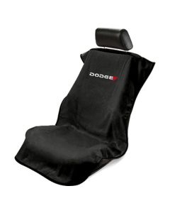 Seat Armour Black Towel Seat Cover with New Dodge Logo - Front-Right View