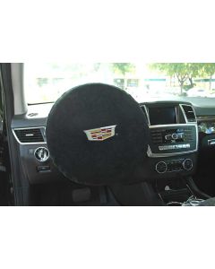 Seat Armour Black Universal Steering Wheel Protector with Cadillac Embroidery