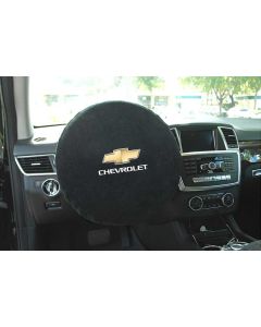 Seat Armour Black Universal Steering Wheel Protector with Chevrolet Bowtie and Script Embroidery