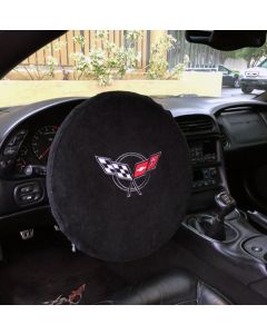 Seat Armour Black Universal Steering Wheel Protector with Corvette C5 Embroidery