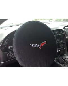 Seat Armour Black Universal Steering Wheel Protector with Corvette C6 Embroidery