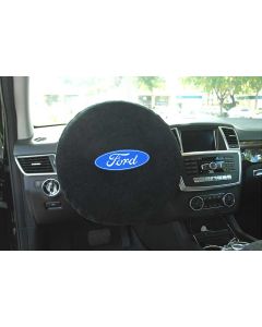 Seat Armour Black Universal Steering Wheel Protector with Ford Logo Embroidery