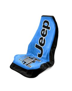 Seat Armour Blue Towel 2 Go Seat Cover with Jeep Wrangler  Logo - Front-Right View