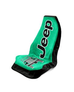 Seat Armour Green Towel 2 Go Seat Cover with Jeep Wrangler  Logo - Front-Right View
