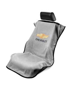 Seat Armour Grey Towel Seat Cover with Chevrolet Logo, Front-Right View
