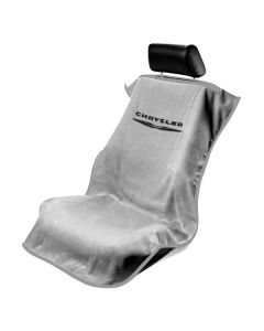 Seat Armour Grey Towel Seat Cover with Chrysler Logo, Front-Right View