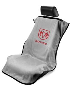 Seat Armour Grey Towel Seat Cover with Dodge Logo - Front-Right View