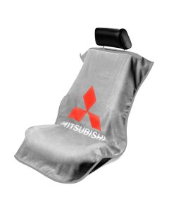 Seat Armour Grey Towel Seat Cover with Mitsubishi Logo - Front-Right View