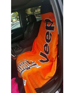 Seat Armour Orange Towel 2 GO Seat Cover with Jeep Wrangler Logo T2G100OR, In situation Image