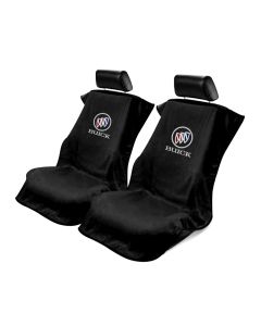 Seat Armour Pair of Black Towel Seat Covers with Buick Logo, Front-Right View