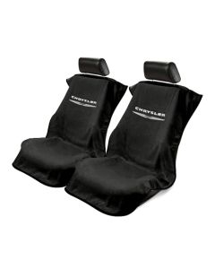 Seat Armour Pair of Black Towel Seat Covers with Chrysler Logo, Front-Right View