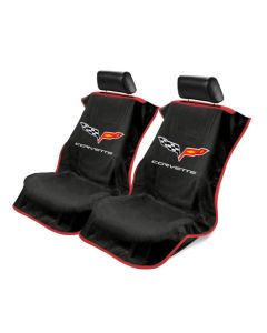 Black 5PC Towel Protectors For Corvette C6 -Seats Console Trunk & Steering Wheel