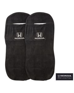 Seat Armour Pair of Black Towel Seat Covers with Honda Logo, Front-Right View