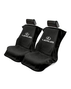 Seat Armour Pair of Black Towel Seat Covers with Lexus Logo, Front-Right View