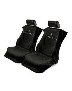 Seat Armour Pair of Black Towel Seat Covers with Lincoln Logo, Front-Right View