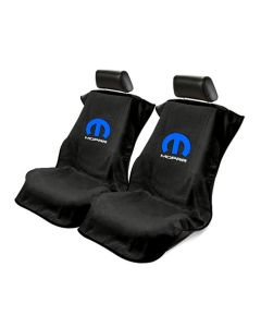 Seat Armour Pair of Black Towel Seat Covers with Mopar Logo, Front-Right View