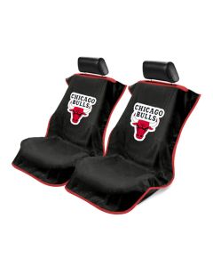 Seat Armour Pair of Black Towel Seat Covers with NBA Chicago Bulls Logo, Front-Right View