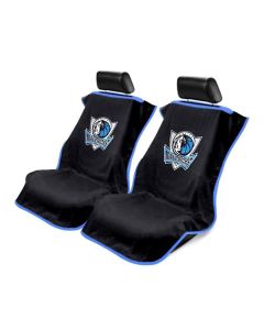 Seat Armour Pair of Black Towel Seat Covers with NBA Dallas Mavericks Logo, Front-Right View