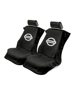 Seat Armour ® - Pair of Black Towel Seat Covers with Nissan Logo (SA100NISSB)
