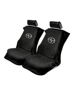 Seat Armour Pair of Black Towel Seat Covers with Scion Logo, Front-Right View