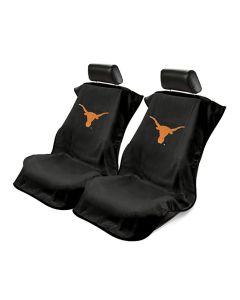 Seat Armour Pair of Black Towel Seat Covers with Texas Univ. Longhorns Logo, Front-Right View