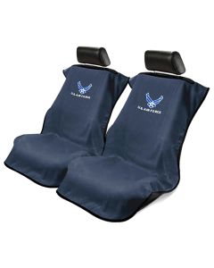 Seat Armour Pair of Black Towel Seat Covers with US Air Force Logo, Front-Right View