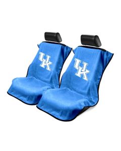 Seat Armour Pair of Blue Towel Seat Covers with NCAA Kentucky Wildcats Logo, Front-Right View