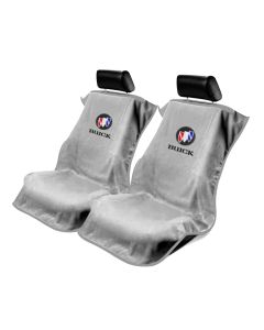 Seat Armour Pair of Grey Towel Seat Covers with Buick Logo, Front-Right View