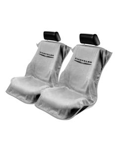 Seat Armour Pair of Grey Towel Seat Covers with Chrysler Logo, Front-Right View