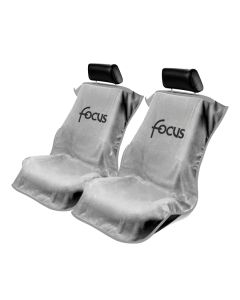 Seat Armour Pair of Grey Towel Seat Covers with Focus Logo, Front-Right View