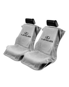 Seat Armour Pair of Grey Towel Seat Covers with Lexus Logo, Front-Right View